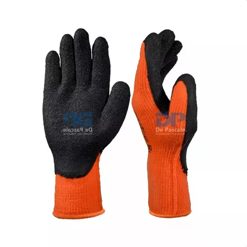 Guante DPS Tejido Talle 10 Sin Costura Recubrimiento Latex Naranja y Negro @