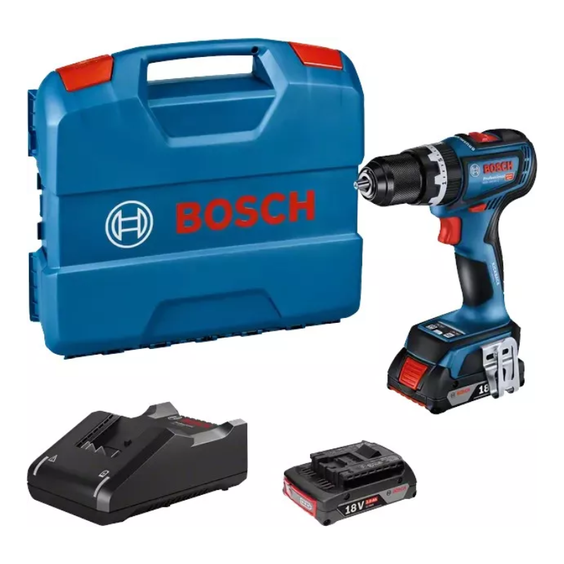 Taladro Atornillador Bosch GSB 18V-90 C con 2 Baterias 18V 2.0A Cargador y Maletin