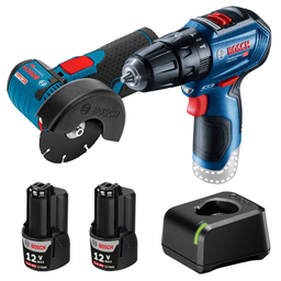 [060112VGWS] Combo Bosch Freedom Taladro + Amoladora + Kit de Baterias 12V